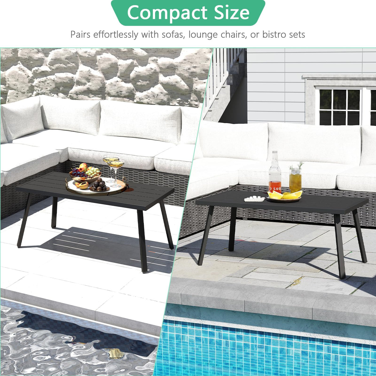 Helios&Hestia poolside setting featuring the weather-ready coffee table