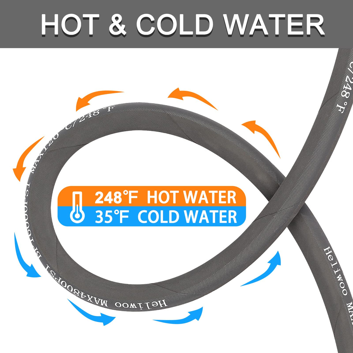 Heliwoo kink resistant flexible hose ensures steady water flow.