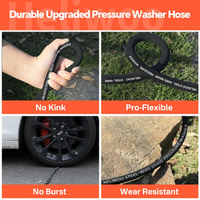 Heliwoo kink-resistant hose maintains steady water flow during cleaning.