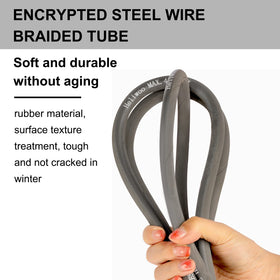 Heliwoo compact 5-foot hose rolls up for easy storage.