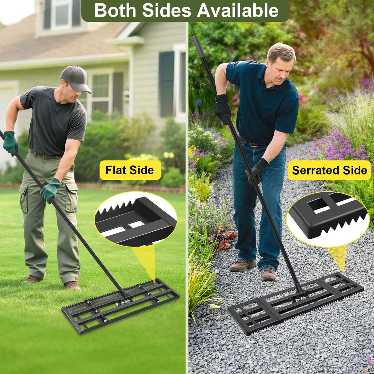 HelpLand heavy-duty steel lawn rake stands up to regular yard work.