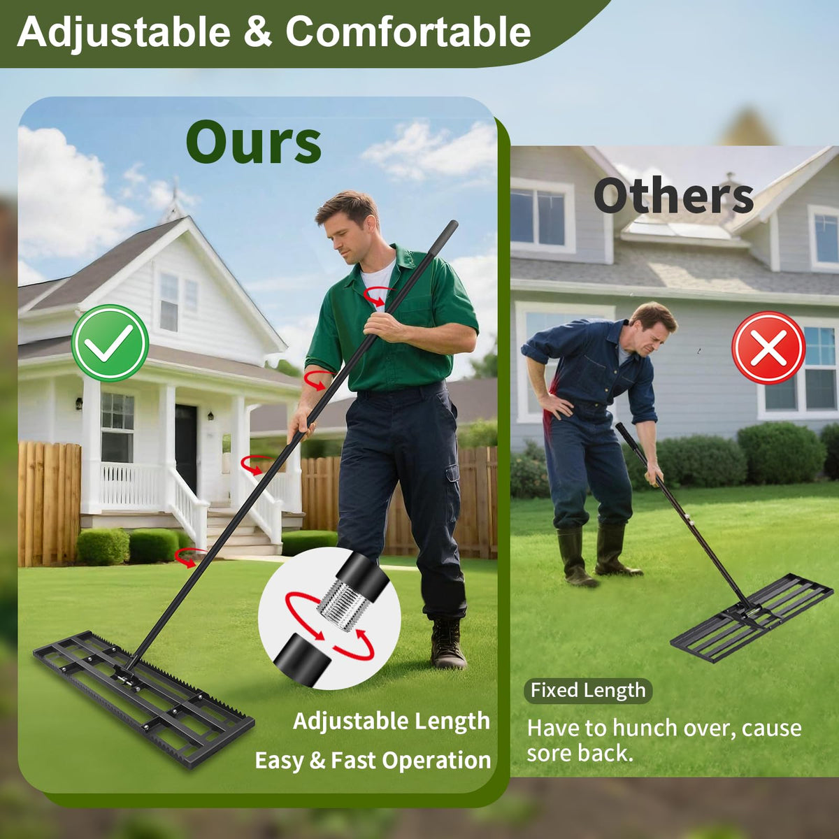 HelpLand lawn leveling rake with smooth plate for even soil leveling.