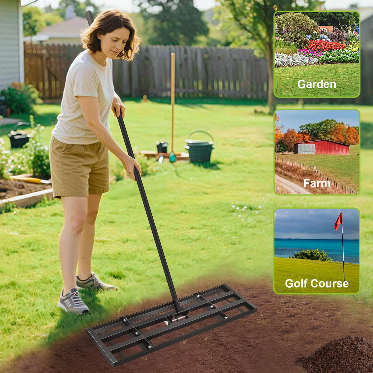 HelpLand topsoil leveling tool for even ground preparation.