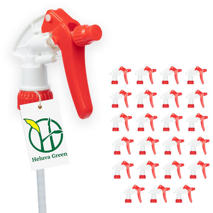 Heluva Green spray nozzle top with universal fit for 8–32 oz bottles, quick replacement.