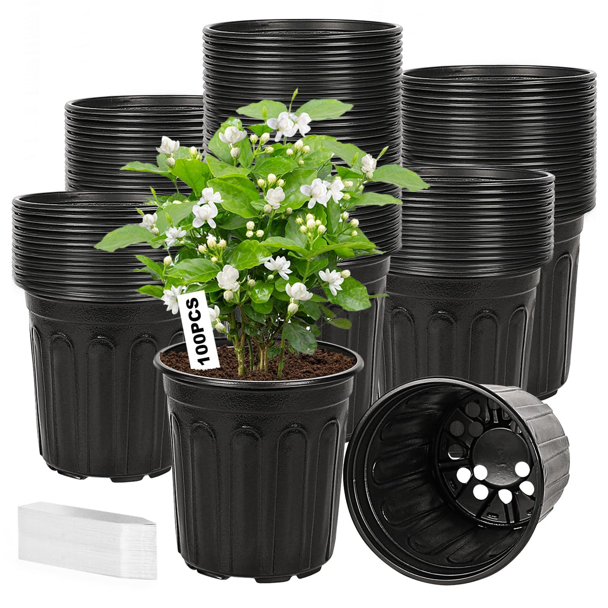 Hemikaki 1-gallon nursery pot with drainage holes for controlled watering