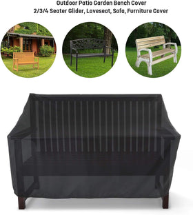 Hengme universal-fit bench cover guards multiple wooden, metal, and wicker loveseats.