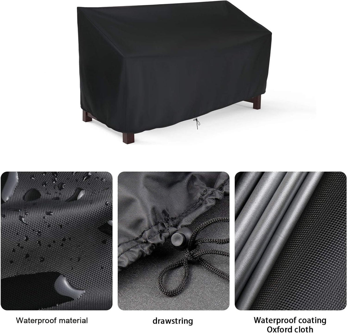 Hengme Outdoor Glider Cover water-resistant interior coating blocks rain and UV.