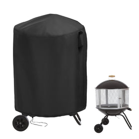 Hengme outdoor fireplace cover for round fire pit with wheels protects from rain and dust.