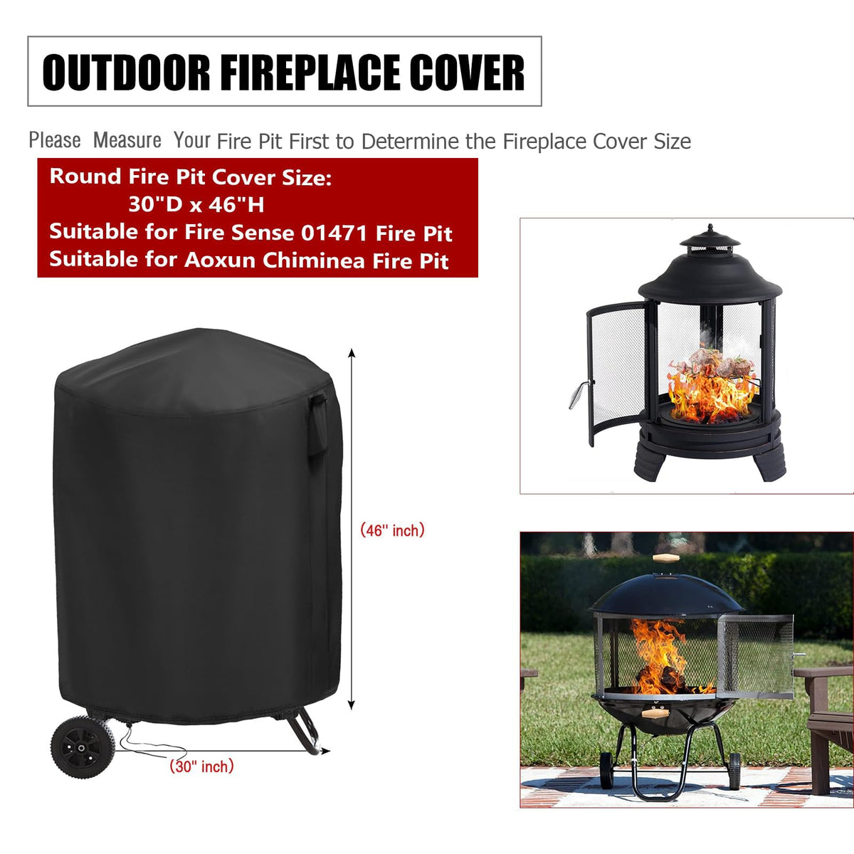 Hengme waterproof and tear-resistant cover shields the fire pit from weather and sun fading.