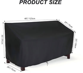 Hengme Outdoor Glider Bench Cover back view shields furniture during storms.