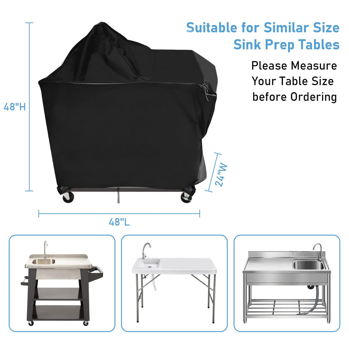 Hengme weatherproof 600D Oxford cover shields the sink from rain and sun.