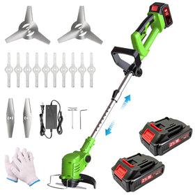 Hengriacly 21V weed wacker front view shows cordless trimming power for edges