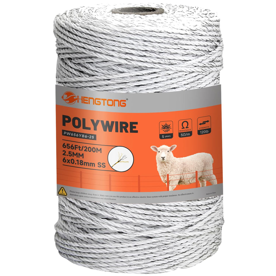 HENGTONG electric fence polywire 656ft offers clear visibility for pasture fencing.