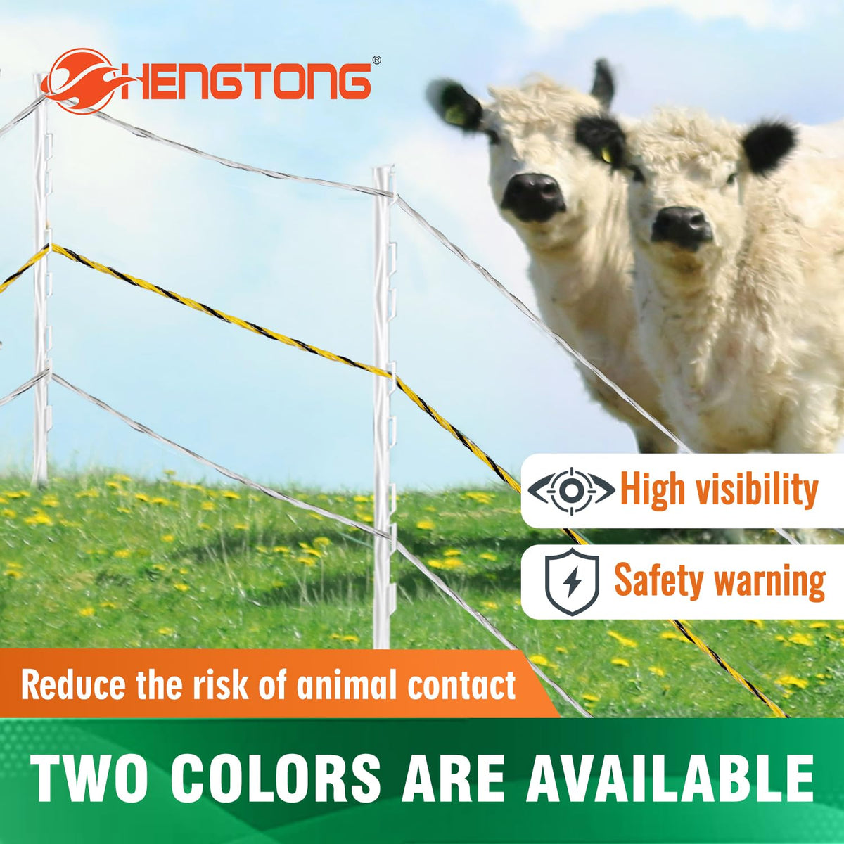 HENGTONG polywire works with reels, energizers, posts, and insulators for flexible fencing.