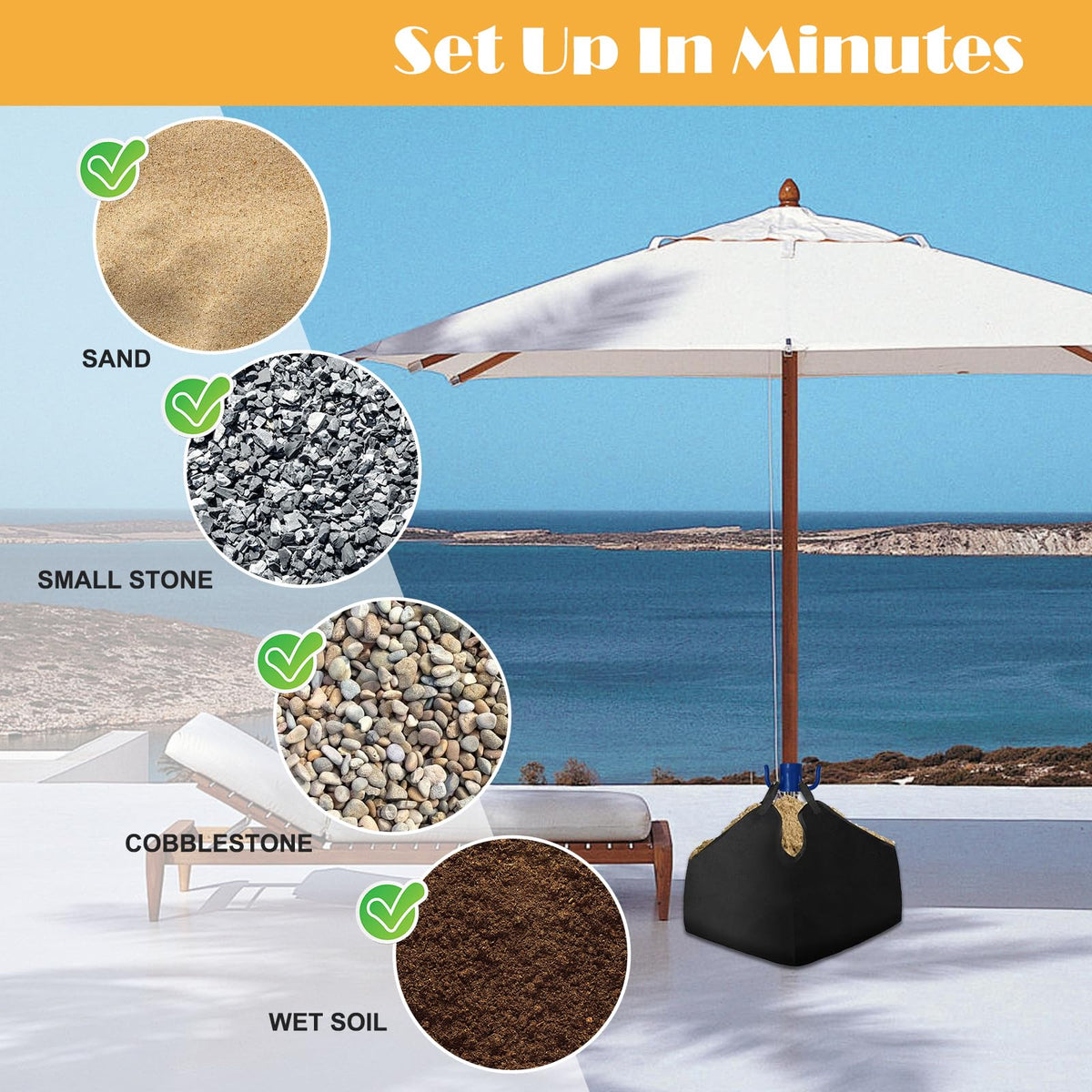 Henkgo umbrella base hook set (2-pack) enables quick setup and replacement anywhere.