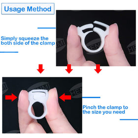 HENMI easy-install pool hose clamp shown on hose tail