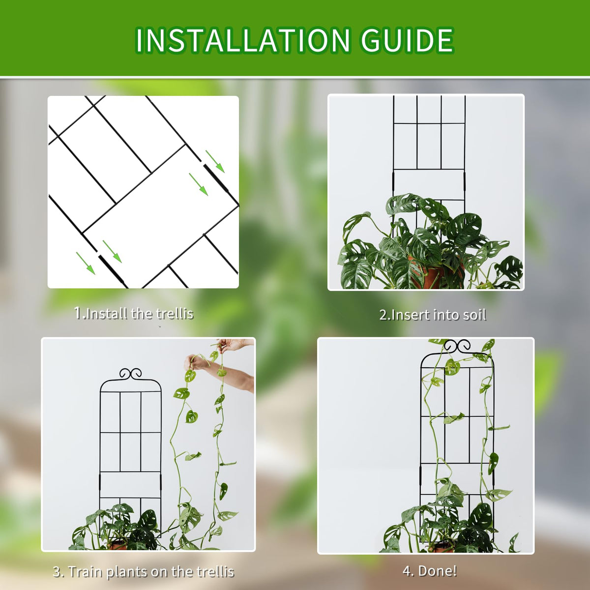 Hensal 31-inch metal trellis sturdy support for heavy stems
