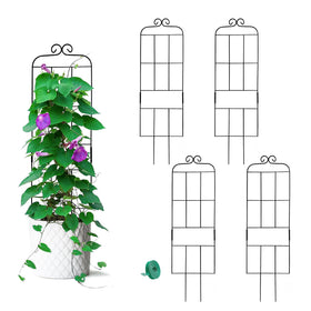 Hensal 4-pack plant trellis in metal black coating supports multiple vines indoors