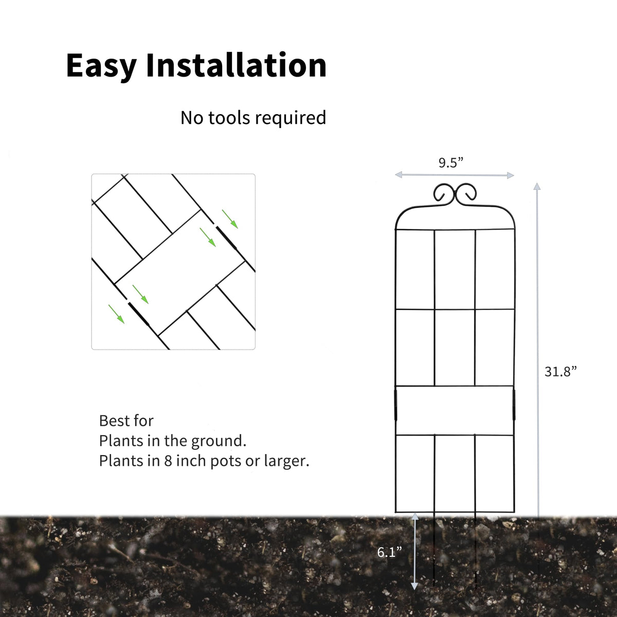 Hensal assembly two-piece design trellis quickly snaps together without tools
