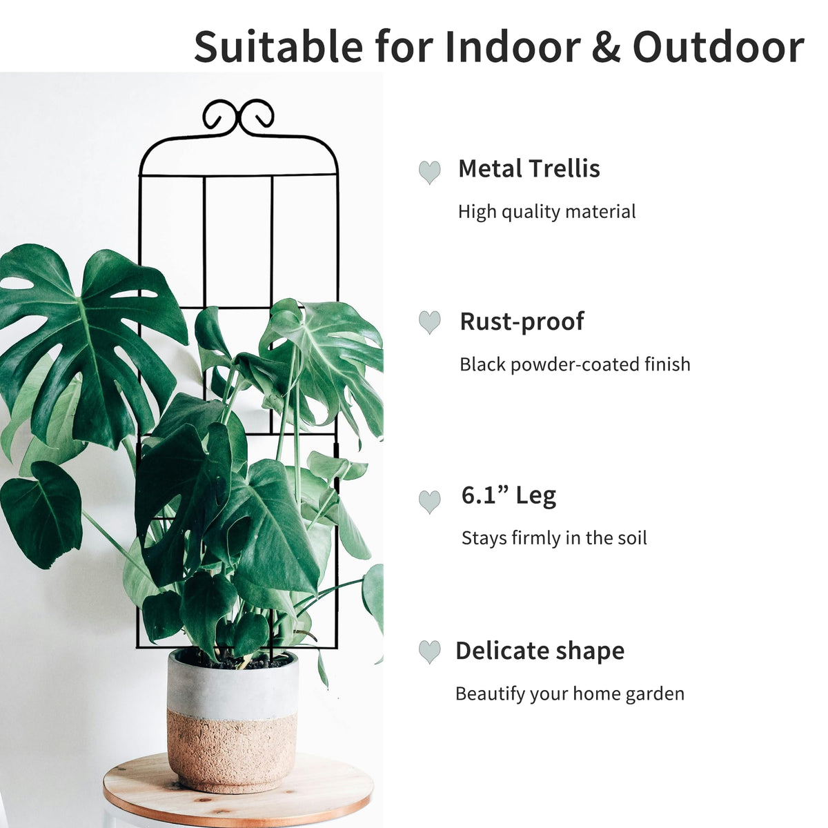 Hensal extended 6.1-inch legs stabilize pots in soil