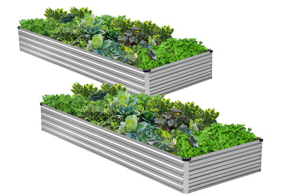 Henshwon galvanized raised bed 8x4x1ft offering versatile planting space for vegetables and flowers.