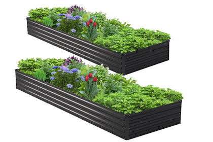 Henshwon galvanized raised bed front view shows durable rust-resistant steel for vegetables