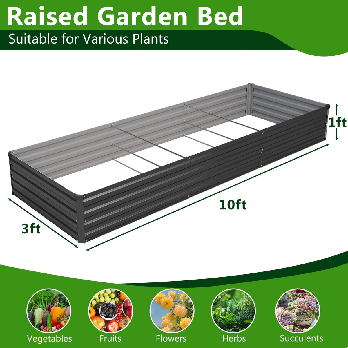 Henshwon galvanized steel construction highlights durable, rust-resistant garden beds for seasons of use.