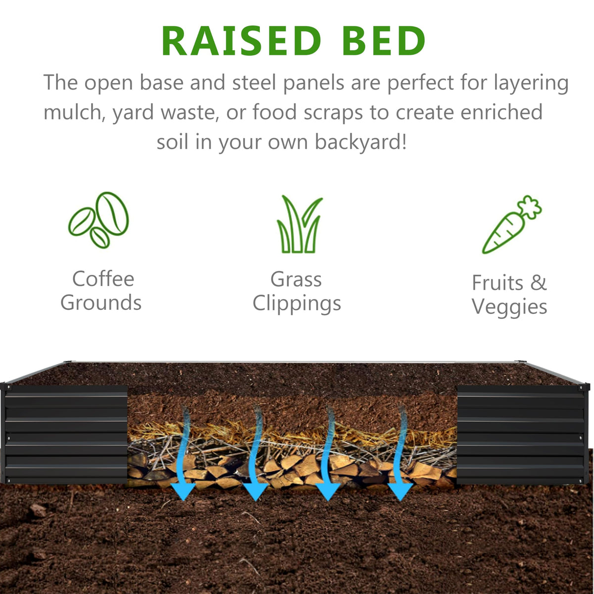 Henshwon raised bed open-bottom design promotes drainage and deep root growth