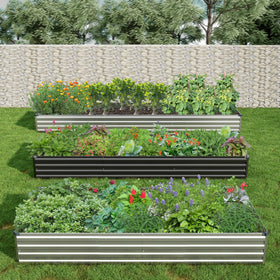 Henshwon galvanized bed supports lush herbs and vegetables with ample planting space