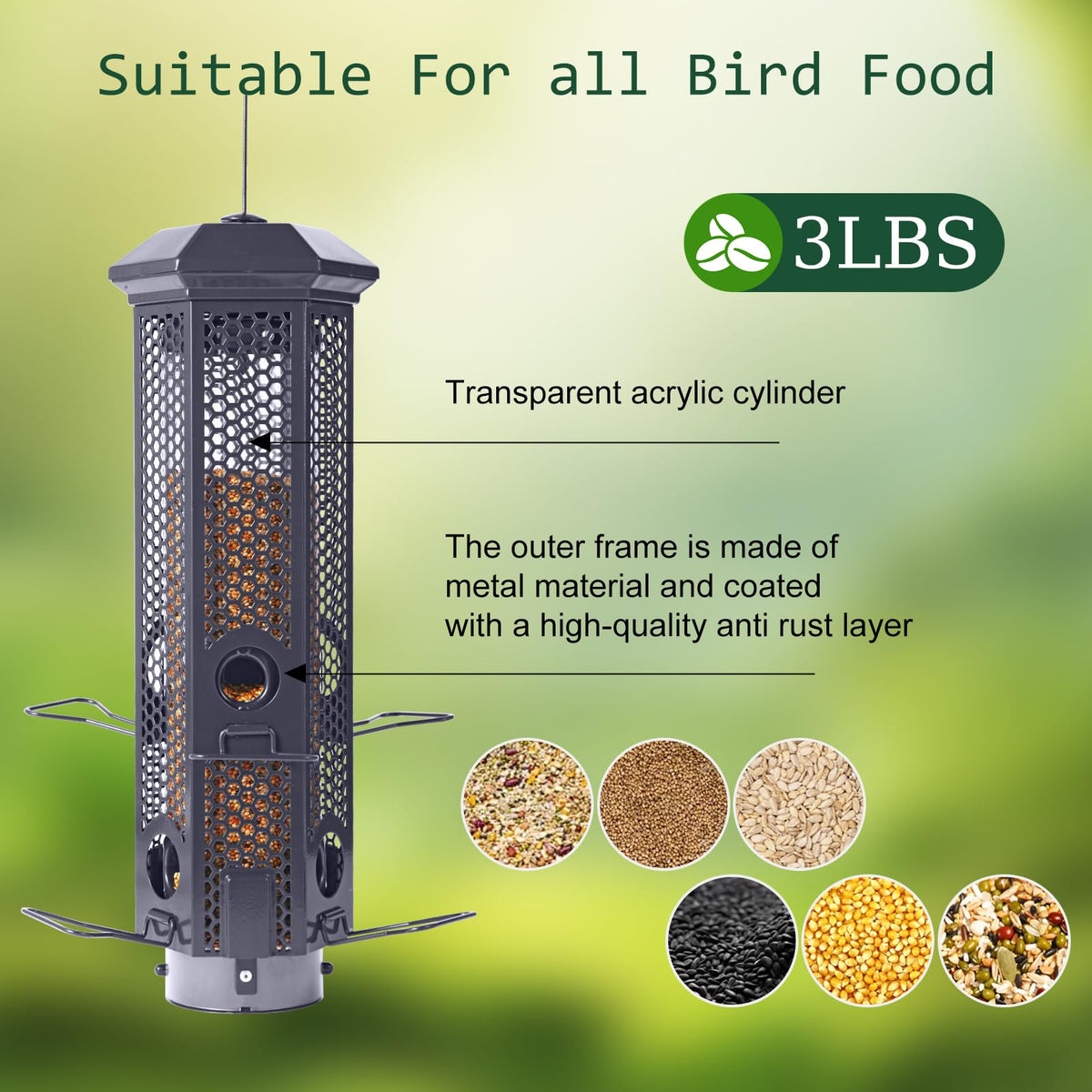 Henzavk outdoor hanging bird feeder suitable for backyard spaces
