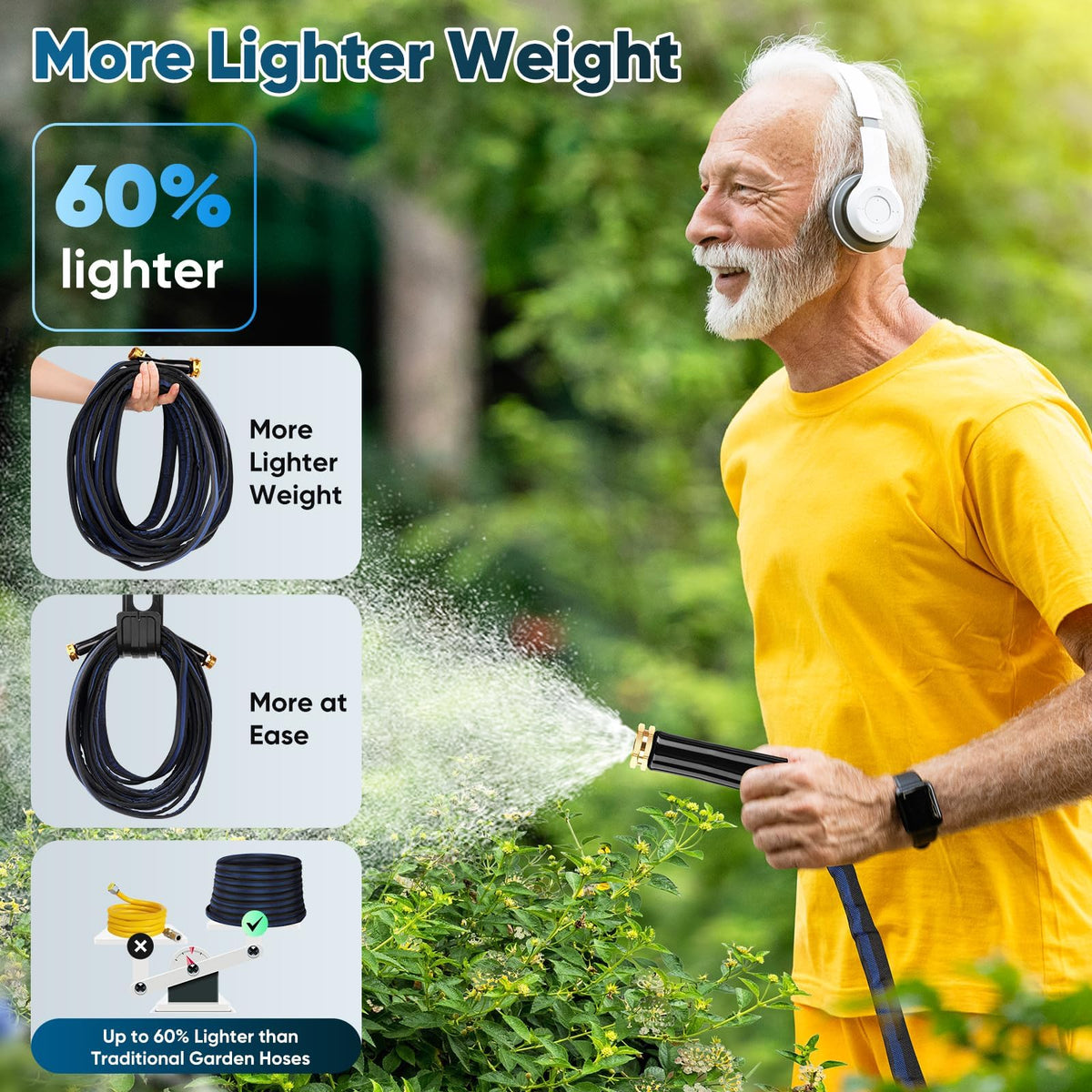 Hepciee kink-free design reduces tangles during watering.