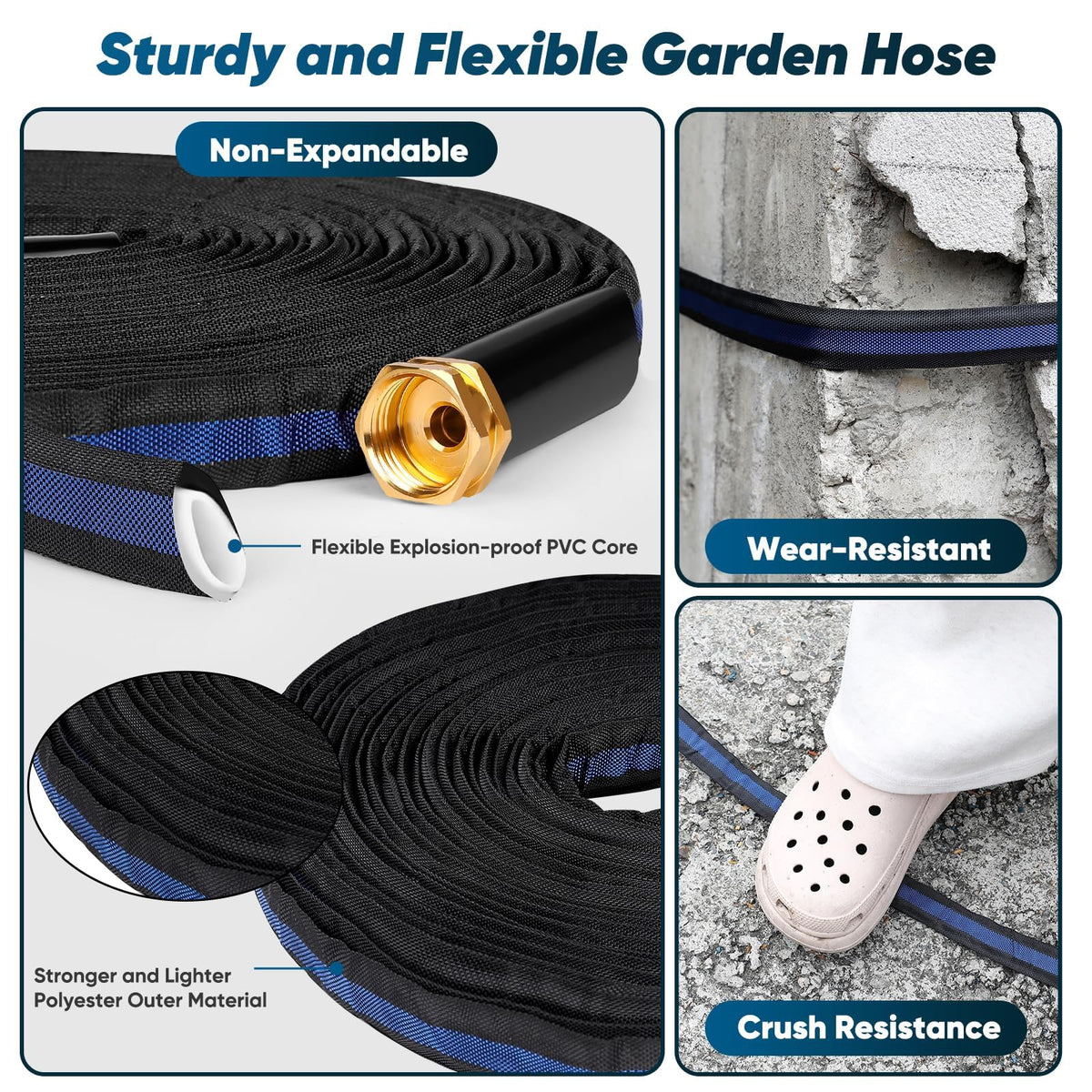 Hepciee 50ft lightweight hose eases yard tasks.