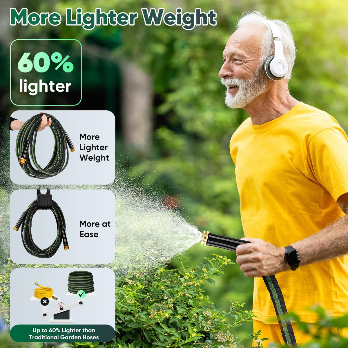 Hepciee lightweight garden hose easy to maneuver around the yard.