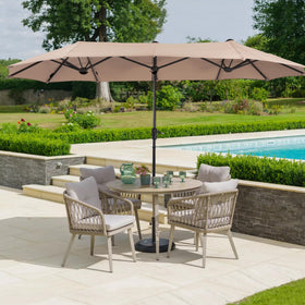 HERA'S PALACE fabric close-up shows waterproof, UV-resistant polyester performance