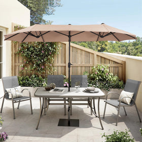 HERA'S PALACE patio setup highlighting wide canopy over seating area