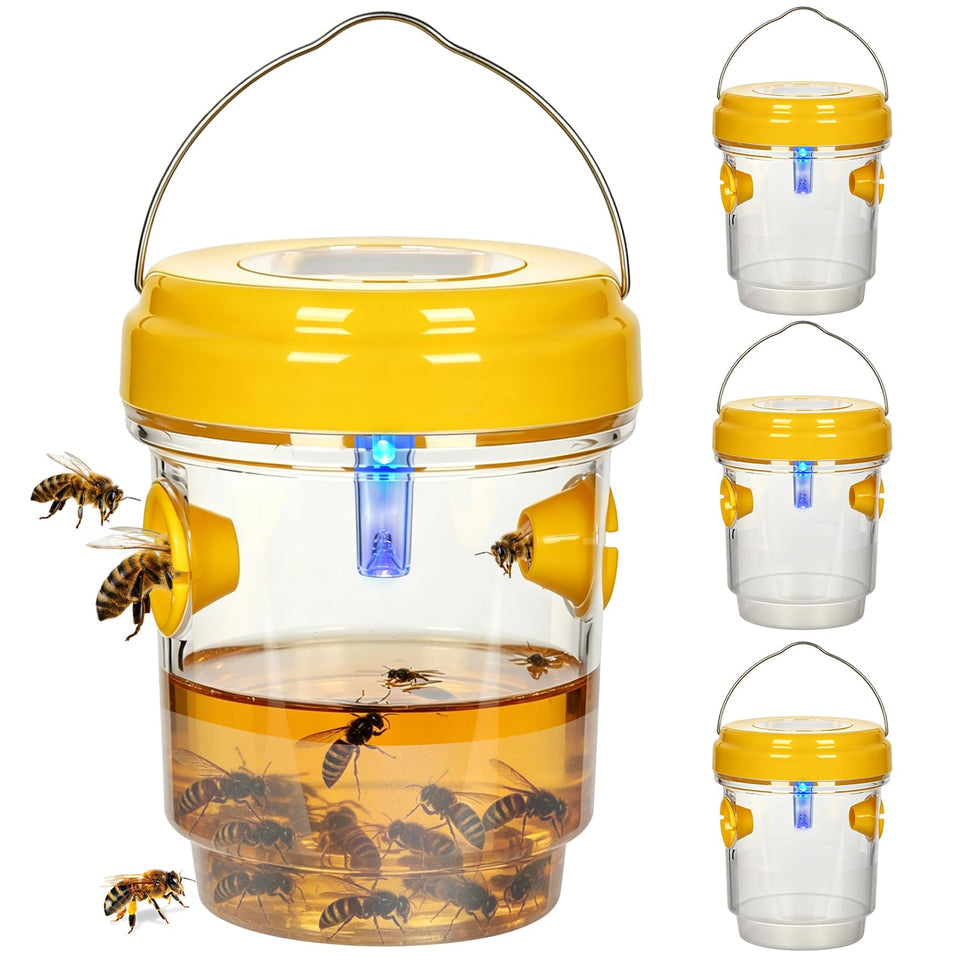 Herbal Bliss solar wasp trap front view demonstrates year-round yard protection.