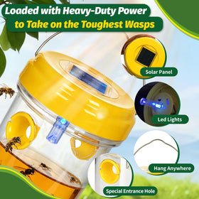 Herbal Bliss solar wasp trap side-angle shows dual-entry design for effective capture.