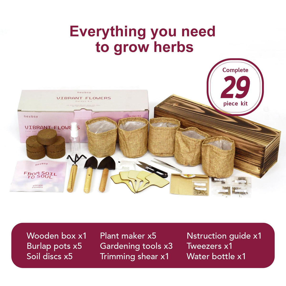 Herbsy seed packets with labeled varieties for quick germination