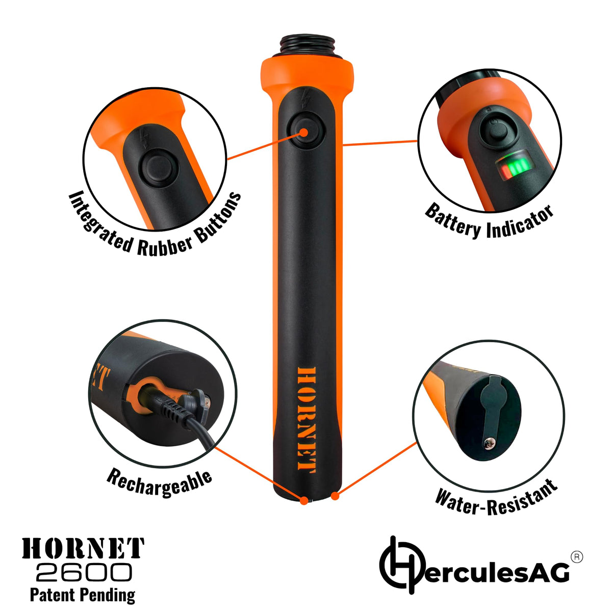 HerculesAG Hornet 2600 ergonomic handle close-up for comfortable grip.