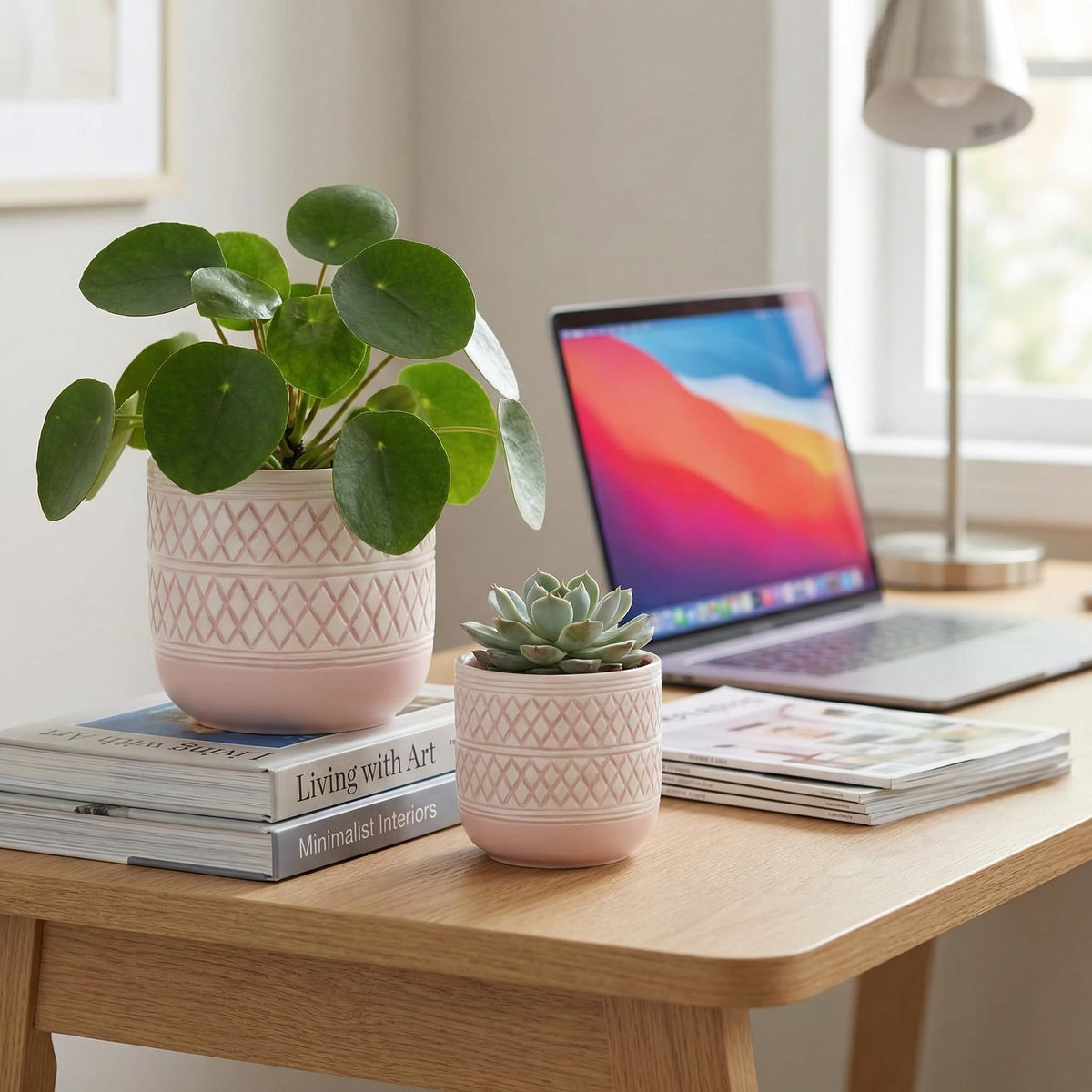 HERDUK decorative ceramic flower pot 4.7-inch ideal for small succulents and air plants