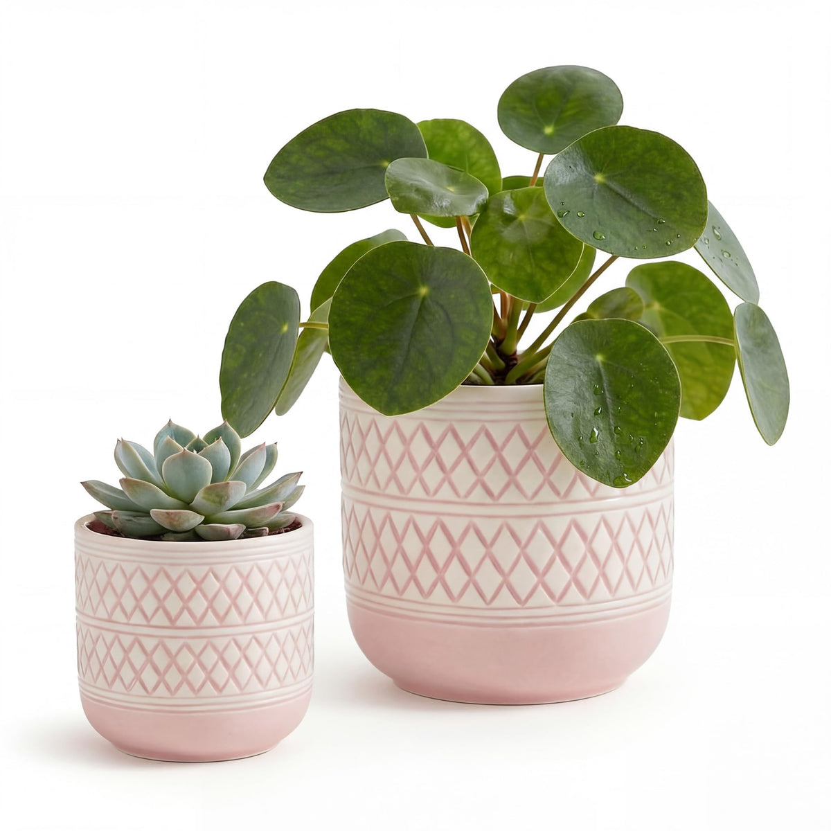 HERDUK decorative ceramic flower pot 6-inch with pink glaze for elegant indoor display