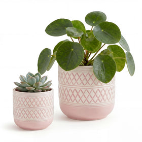 HERDUK decorative ceramic flower pot 6-inch with pink glaze for elegant indoor display