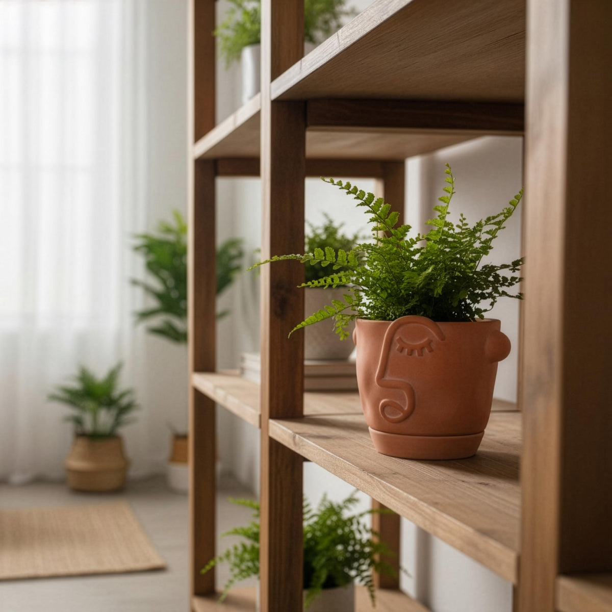 HERDUK terracotta face planter with drainage hole protects surfaces
