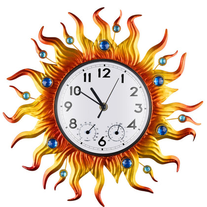 HERJIATK outdoor clock thermometer displays time and temperature for patio use.