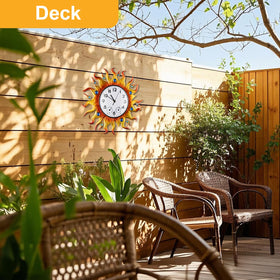 HERJIATK patio garden clock doubles as decorative focal point.
