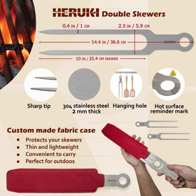 Heruki 304 stainless steel skewers offer durability and dishwasher safety.