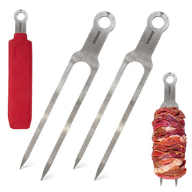 Heruki double skewers: 14.4-inch stainless steel, ideal for large meat portions.