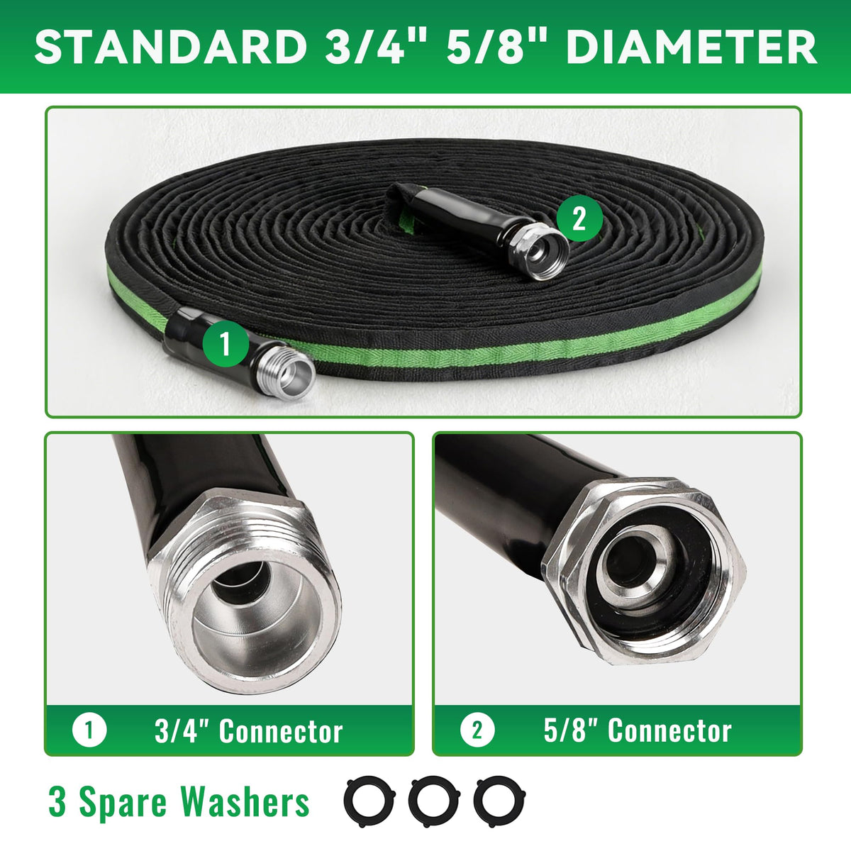 HERZO 50ft kink-free hose maintains smooth water flow with minimal tangles.