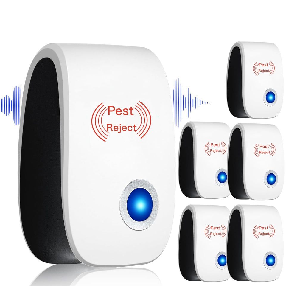 Hescaz Ultrasonic Pest Reject plug-in unit in front view showing compact design and pest deterrence