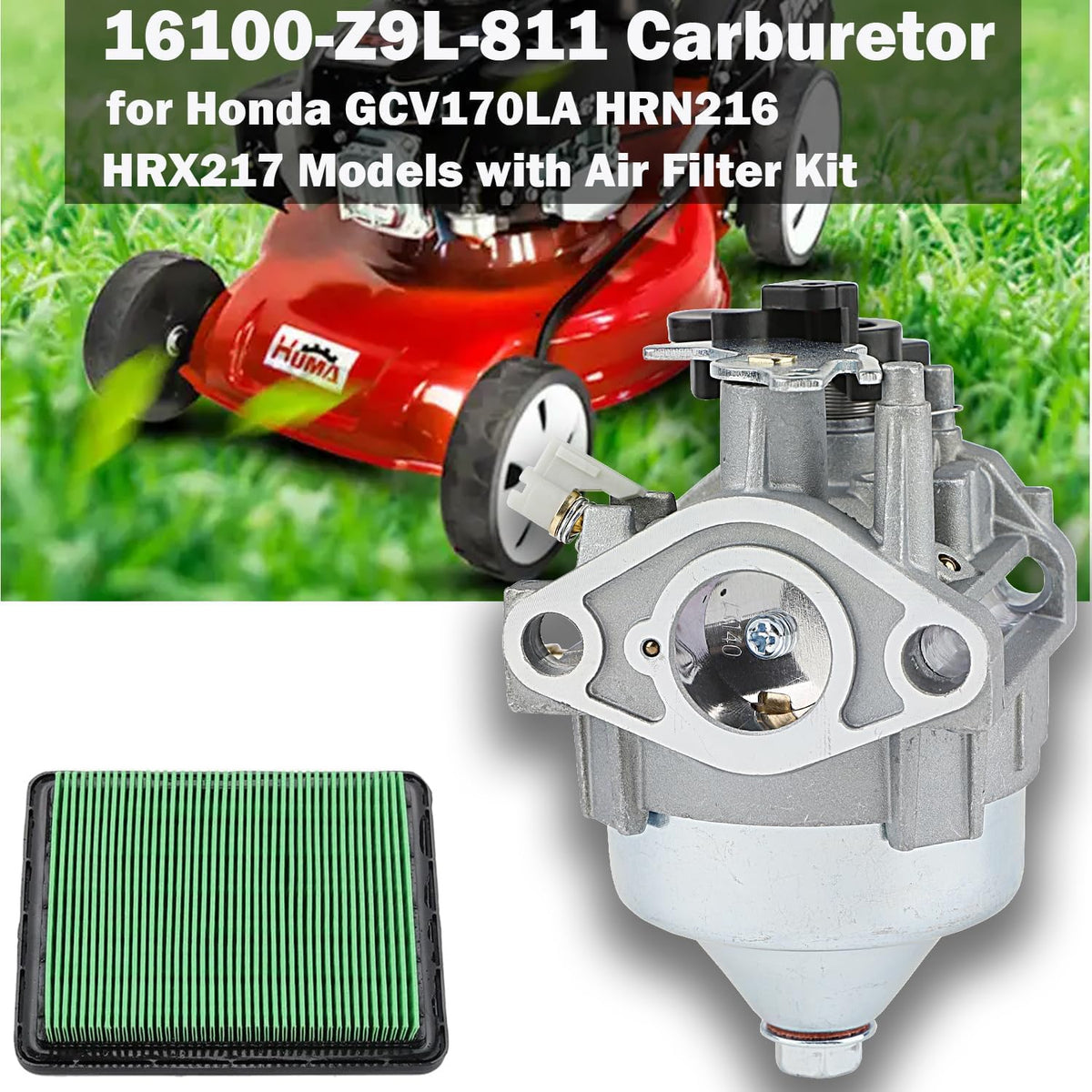 Hettluo air filter included with carburetor kit for cleaner airflow.